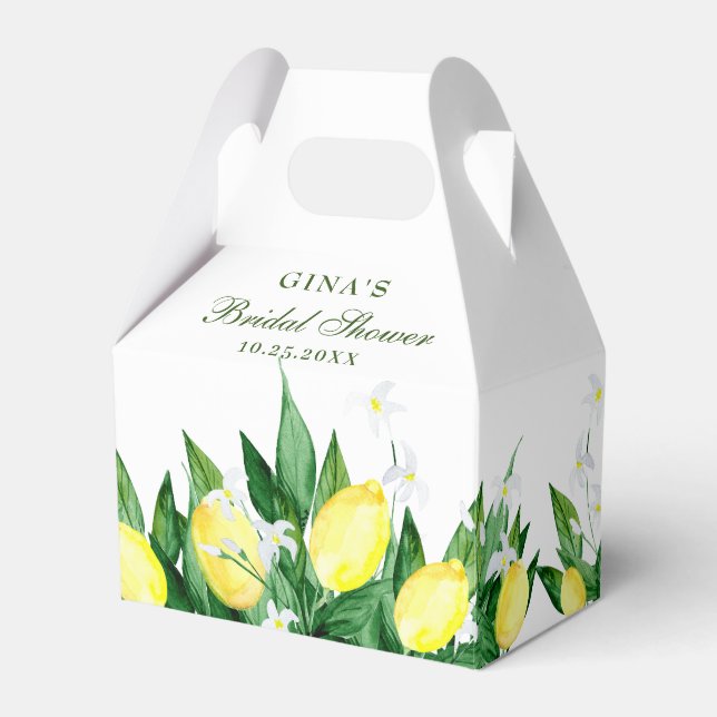 Caja Para Regalos Elegante Lemon Greenery Blossom Bridal Shower (Front Side)