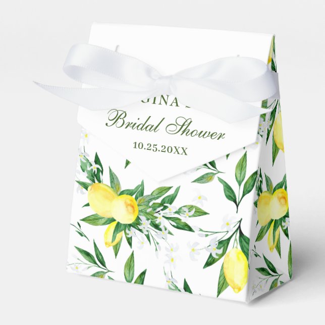 Caja Para Regalos Elegante Lemon Greenery Blossom Bridal Shower (Front Side)