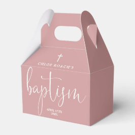 Caja Para Regalos Elegante letra moderna rosa dusty rosa bautizo