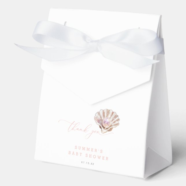 Caja Para Regalos Elegante Little Pearl Baby Shower Gracias (Anverso)