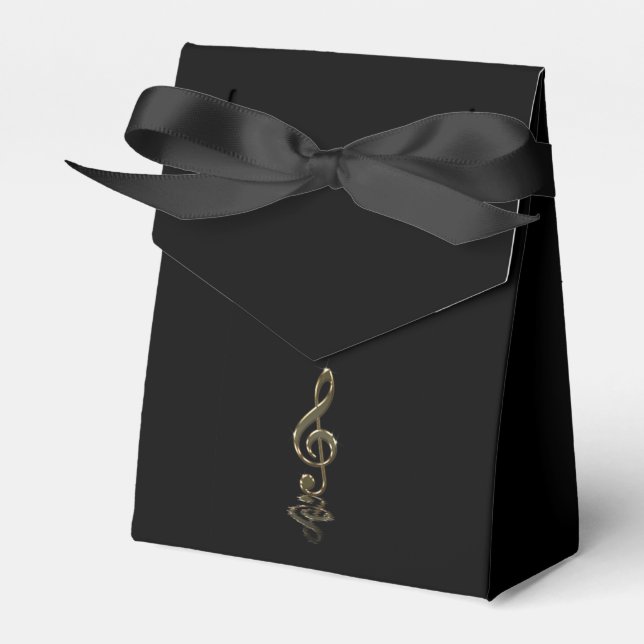 Caja Para Regalos Elegante llave de violín dorado, negro (Front Side)