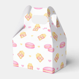 Caja Para Regalos Elegante Macarons Pastel de acuarela rosa y dorada