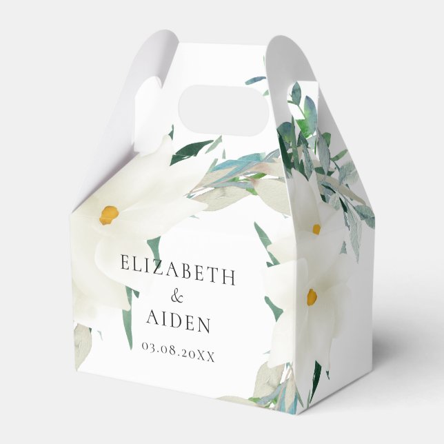 Caja Para Regalos Elegante Magnolia Boda Blanco (Front Side)