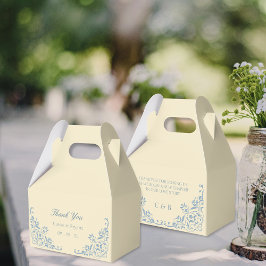 Caja Para Regalos Elegante Mantequilla Boda amarillo y azul gracias