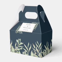 Caja Para Regalos Elegante Mar Profundo Azul vegetación deja Boda
