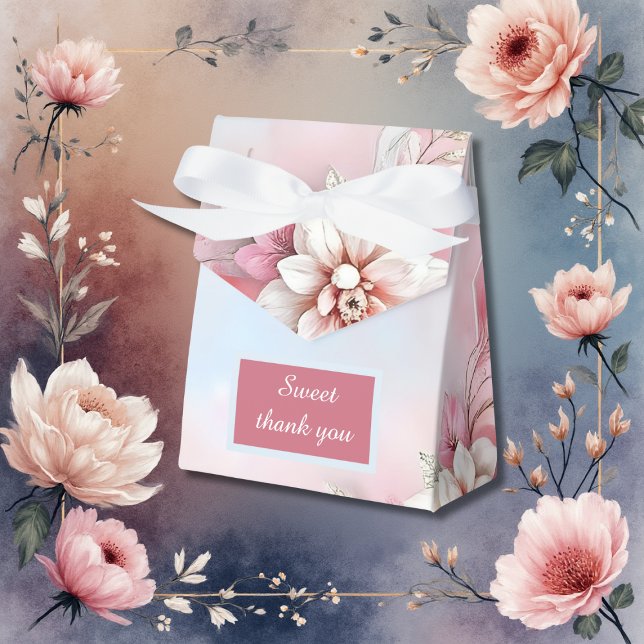 Caja Para Regalos Elegante Marco floral rosado boda suave paño brill (Subido por el creador)
