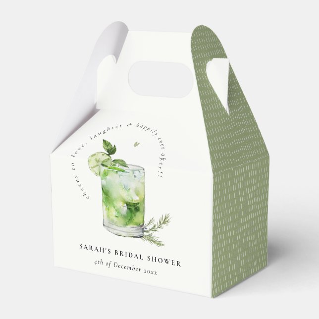 Caja Para Regalos Elegante Margarita Verde Cocktail Bridal Shower (Front Side)