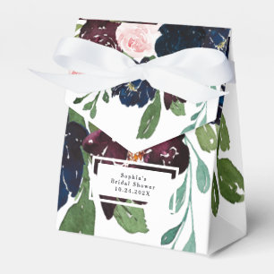 Caja Para Regalos Elegante Marina Floral Azul y Ciruela Ducha de n