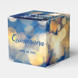 Caja Para Regalos Elegante Marina y Bokeh de Oro Quinceañera