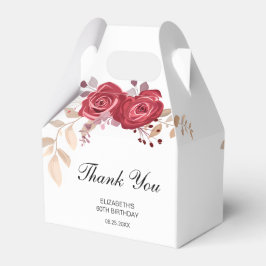 Caja Para Regalos Elegante Maroon Rosa Floral Verdor Cumpleaños