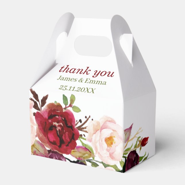 Caja Para Regalos Elegante matrimonio floral personalizado (Front Side)