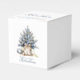 Caja Para Regalos Elegante Merry Christmas Tree Gold Blue Custom Nam