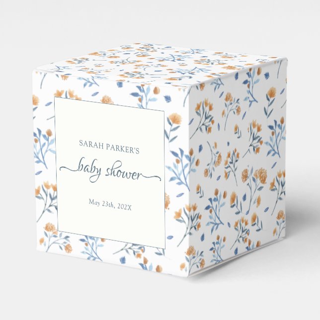 Caja Para Regalos Elegante Minimal Wildflowers Boho Baby Shower (Costado Anverso)