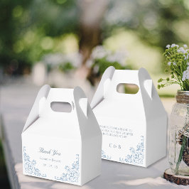 Caja Para Regalos Elegante Moda Azul y Boda Blanco Gracias