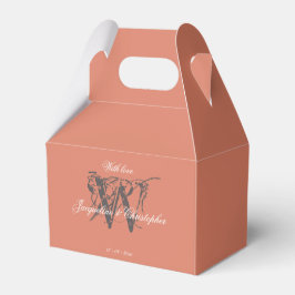 Caja Para Regalos Elegante Moda con guión de monograma Terracota Gra