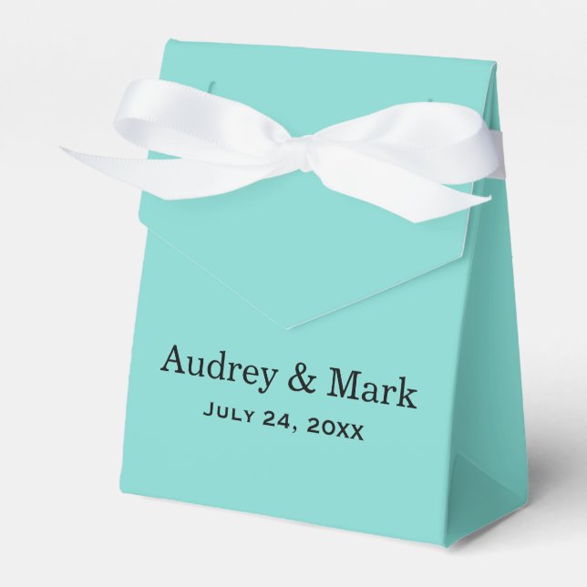 Caja Para Regalos Elegante Monograma Aqua Blue Custom Wedding (Front Side)