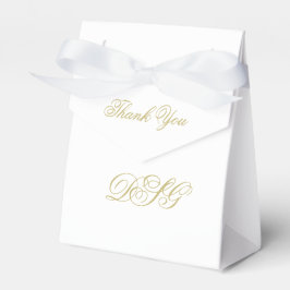 Caja Para Regalos Elegante Monograma Blanco y Oro Gracias