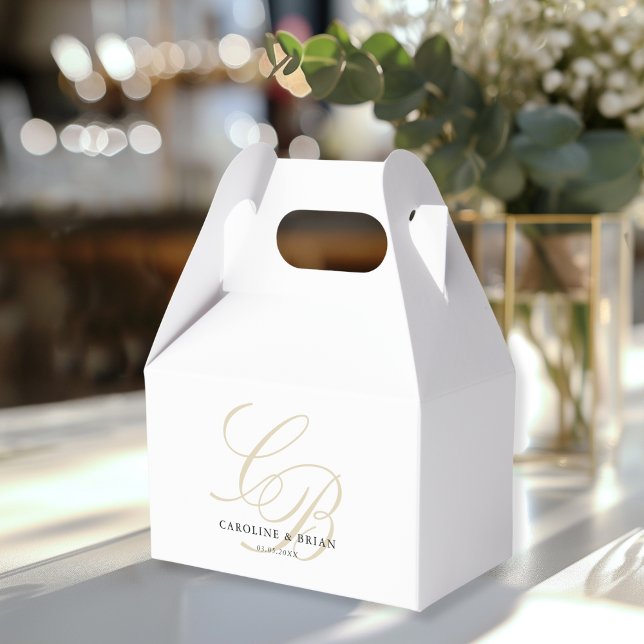 Caja Para Regalos Elegante, Monograma, Boda (Elegant, Monogram, Wedding Favor Boxes with your name and date.)