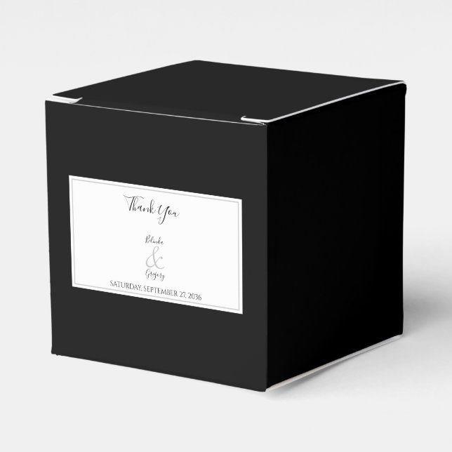 Caja Para Regalos Elegante Monograma Boda blanco y negro (Costado Anverso)