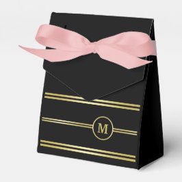 Caja Para Regalos Elegante monograma dorado sobre negro