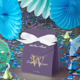 Caja Para Regalos Elegante Monograma Dusty Purple Gold Boda