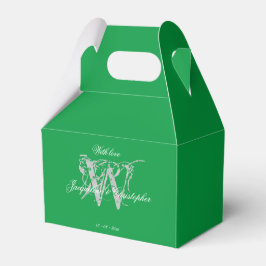 Caja Para Regalos Elegante Monograma Nombres Blancos Boda Verde Esme