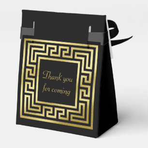 Caja Para Regalos Elegante Monograma Purpurina de oro Llave griega N