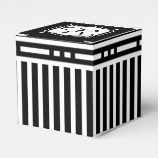 Caja Para Regalos Elegante Monograma R Rayado Negro y Blanco