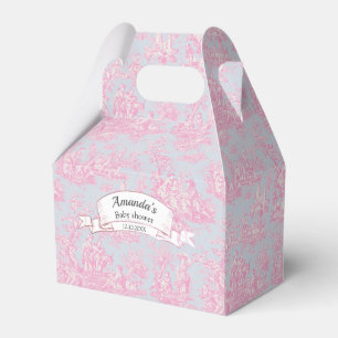 Caja Para Regalos Elegante monograma vintage rosa azul toile de jouy