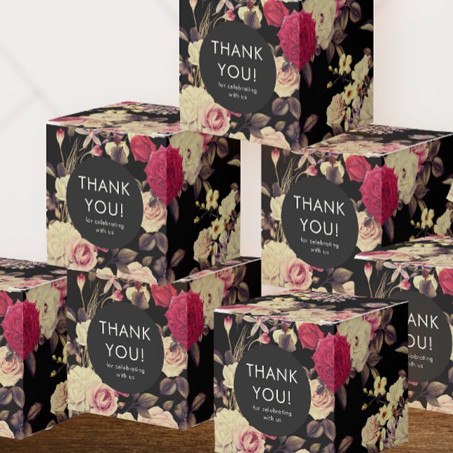 Caja Para Regalos Elegante Moody Floral Boda Gracias (Set of beautiful floral favor boxes to thank wedding guests.)