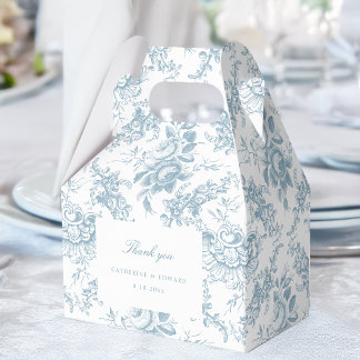 Caja Para Regalos Elegante mosaico floral azul y blanco