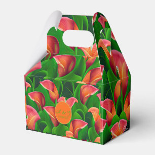Caja Para Regalos Elegante Naranja Calla Lilies y Green Botanicals