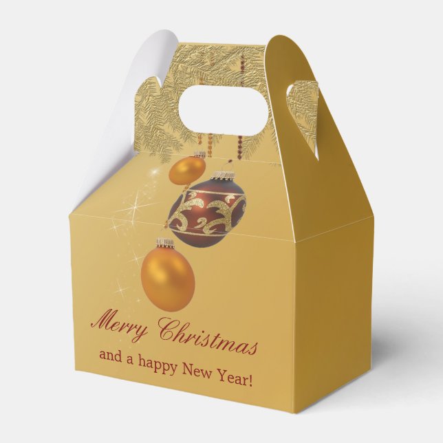 Caja Para Regalos Elegante Navidad Dorada (Front Side)