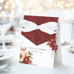 Caja Para Regalos Elegante Navidad Rojo Damask Floral