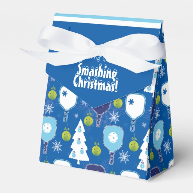 Caja Para Regalos Elegante Navidades azules y blancos pickleball Fav (Front Side)