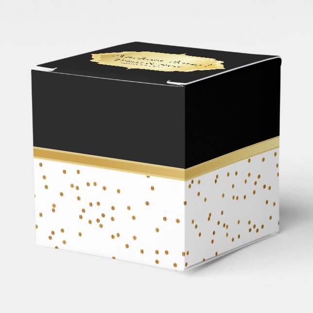 Caja Para Regalos Elegante negro y blanco con puntos de confeti de o (Costado Anverso)