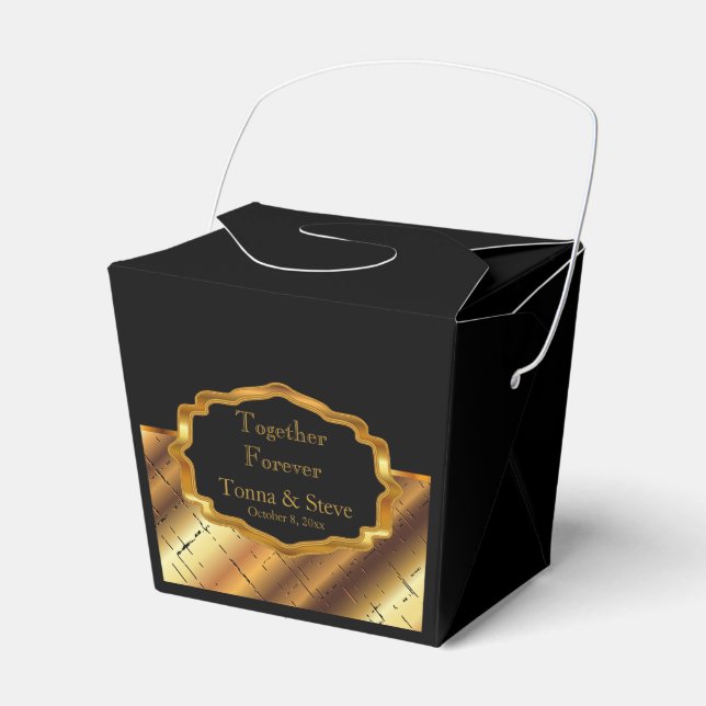Caja Para Regalos Elegante negro y dorado (Front Side)