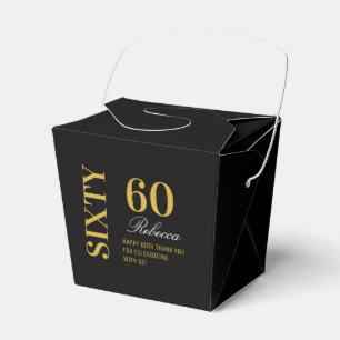 Caja Para Regalos Elegante negro y oro Sesenta y sesenta cumpleaños