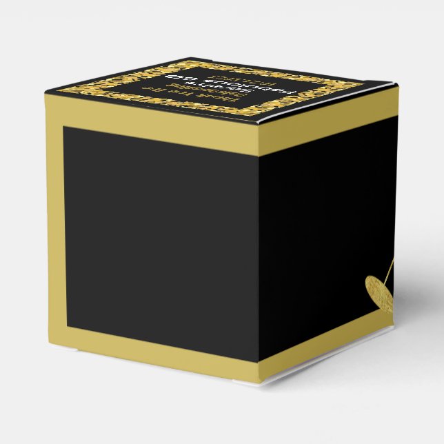 Caja Para Regalos Elegante negro y Purpurina de oro Cumpleaños del p (Reverso Costado)