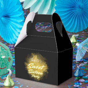 Caja Para Regalos Elegante neón oro Negro retro Sweet 16º cumpleaños