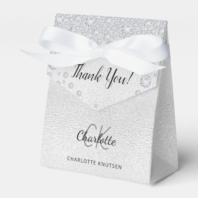 Caja Para Regalos Elegante nombre de plata de cumpleaños (Front Side)