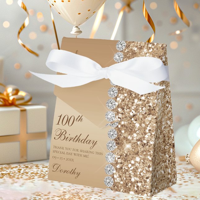 Caja Para Regalos Elegante Oro 100 cumpleaños (Subido por el creador)