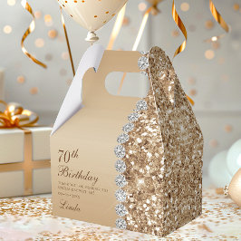 Caja Para Regalos Elegante Oro 70 cumpleaños