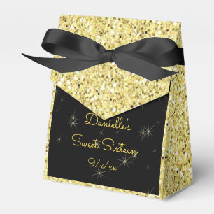 Caja Para Regalos Elegante Oro, Brillo Falso, Dulces Dieciséis