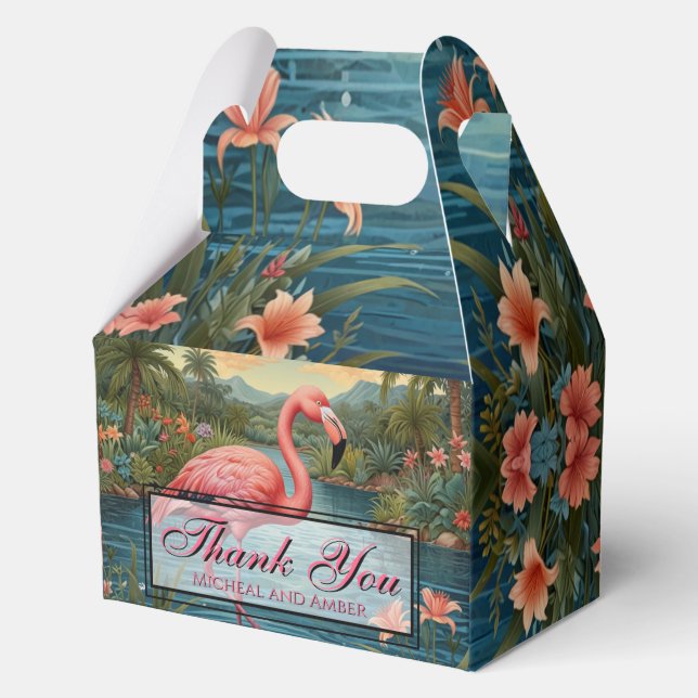 Caja Para Regalos Elegante paraíso tropical flamingo rosa gracias (Anverso)