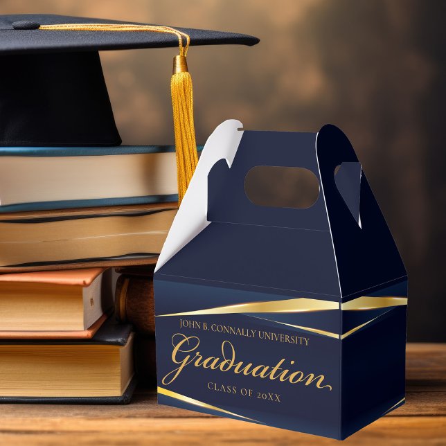 Caja Para Regalos Elegante Partido de Graduación Formal de Oro Azul  (Subido por el creador)