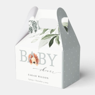 Caja Para Regalos Elegante Pastel Cute Lion Foliage Baby Shower