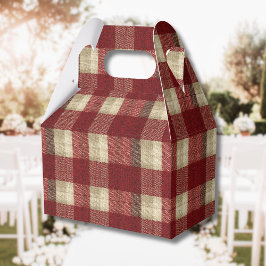 Caja Para Regalos Elegante patrón de cuadros en burgundy, marfil y r
