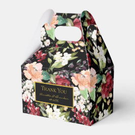 Caja Para Regalos Elegante patrón floral Black Gold Burgundy Rubor