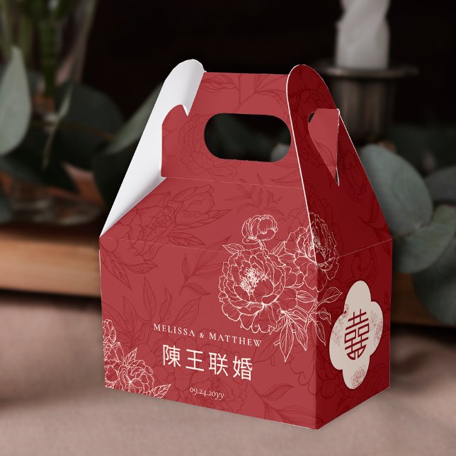 Caja Para Regalos Elegante patrón floral gracias Boda chino (Elegant Floral Pattern Thank You Chinese Wedding Favor Box)